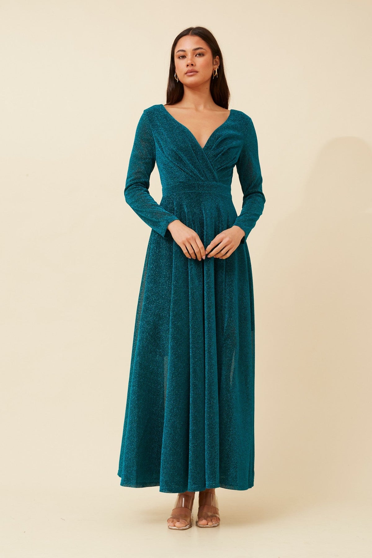 Caroline Morgan Australia DREA MAXI GLITTER DRESS (Emerald)