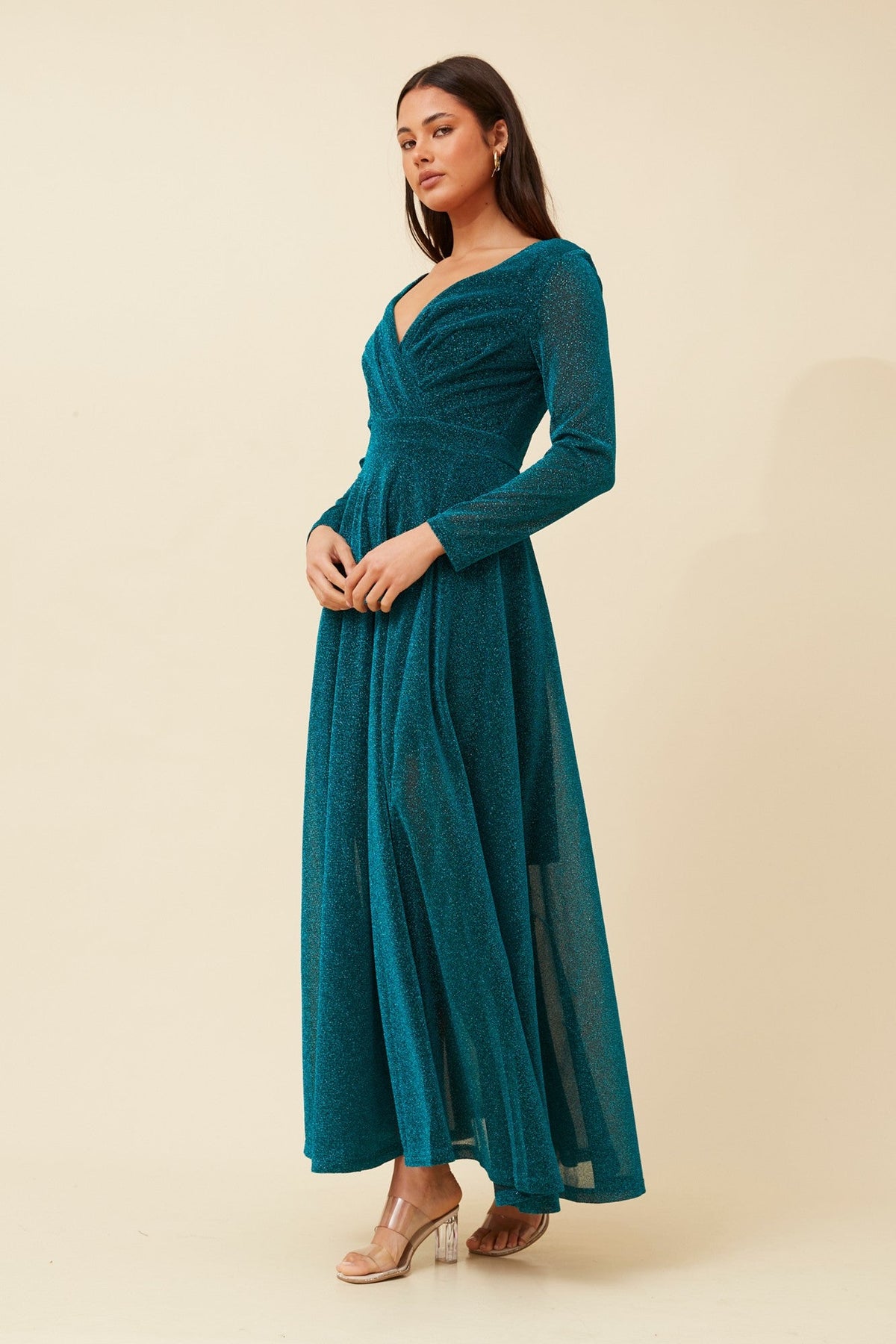 Caroline Morgan Australia DREA MAXI GLITTER DRESS (Emerald)