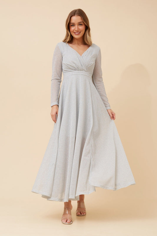 Caroline Morgan Australia DREA MAXI GLITTER DRESS (Silver)