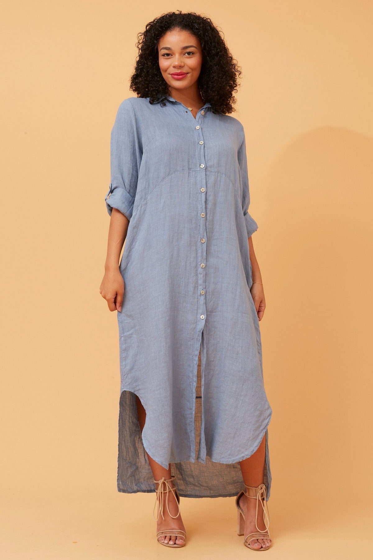 BOTTEGA MODA KIMMY LINEN SHIRT DRESS (Jeans)