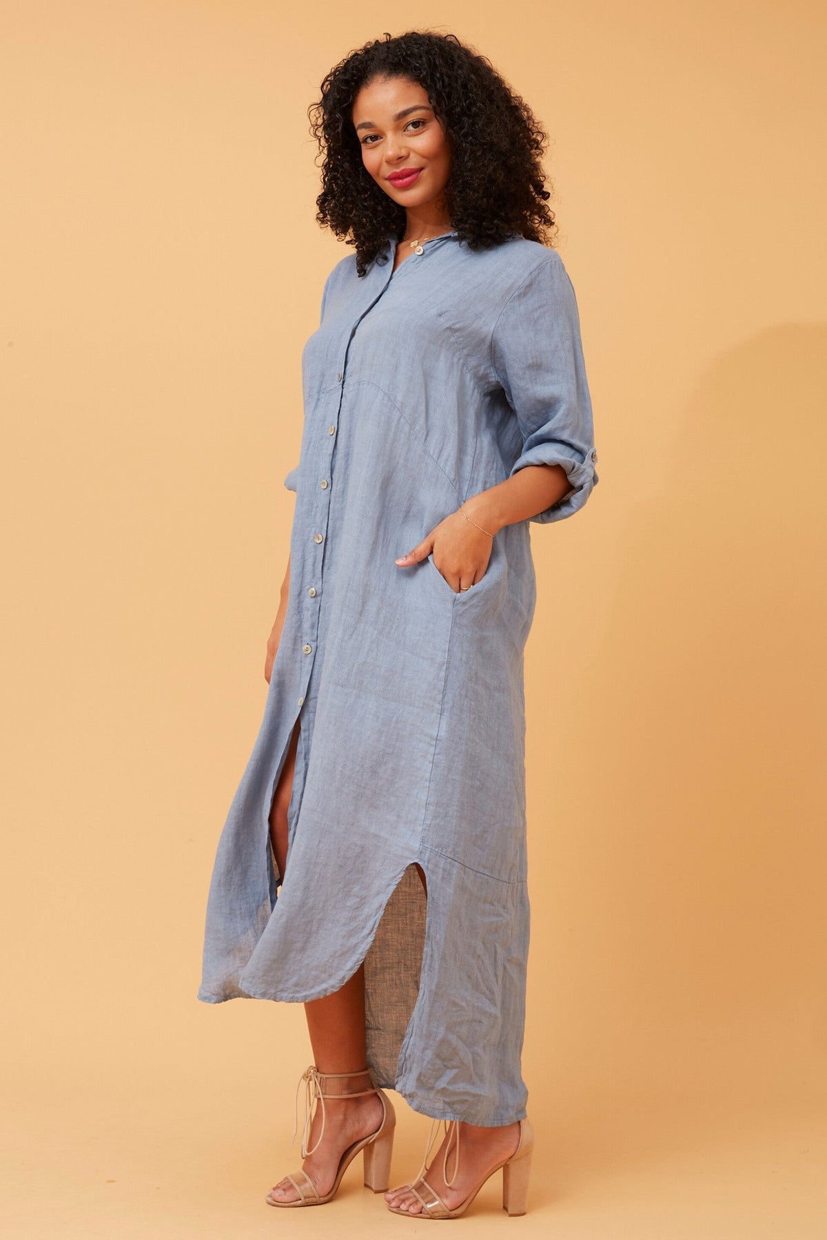 BOTTEGA MODA KIMMY LINEN SHIRT DRESS (Jeans)