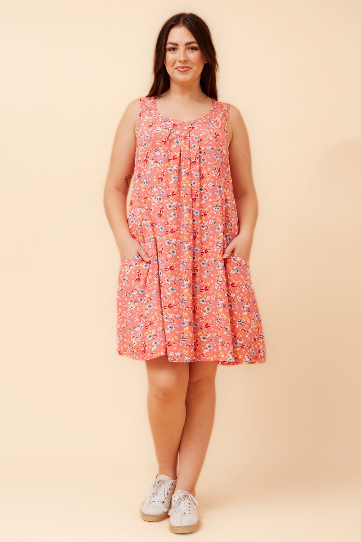VENICE FLORAL SHORT DRESS (Coral)