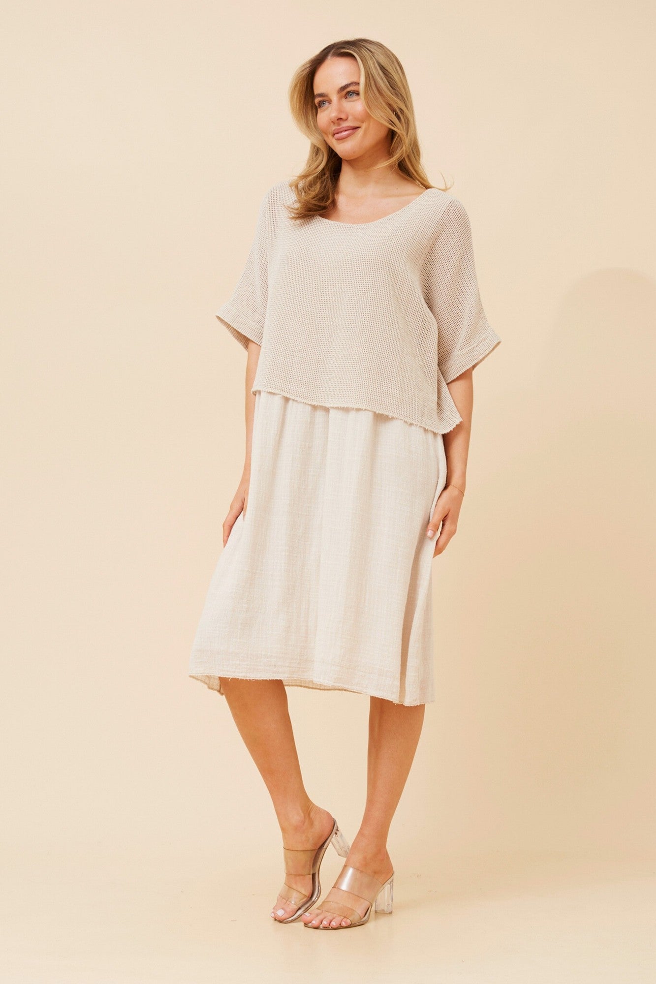 SANTANA LAYERED MESH DRESS (Rosewood)