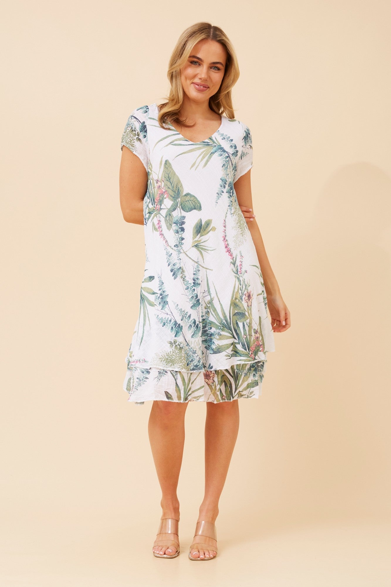 ELECTRA BOTANICAL PRINT DRESS (Cream)