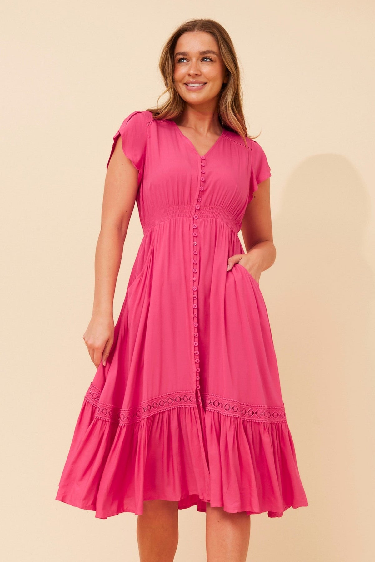 MOROCCO MIDI DRESS (Magenta)