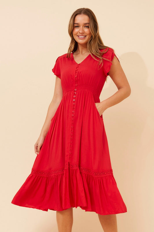 Caroline Morgan Australia MOROCCO MIDI DRESS (Red)