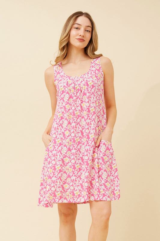 VENICE FLORAL SHORT DRESS (Pink)