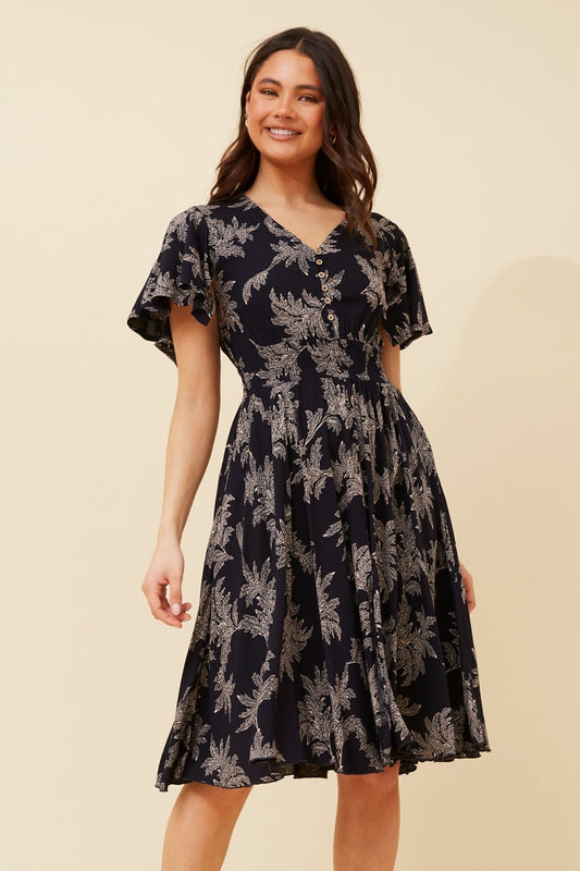 SANDY BOTANICAL PRINT DRESS (Navy)