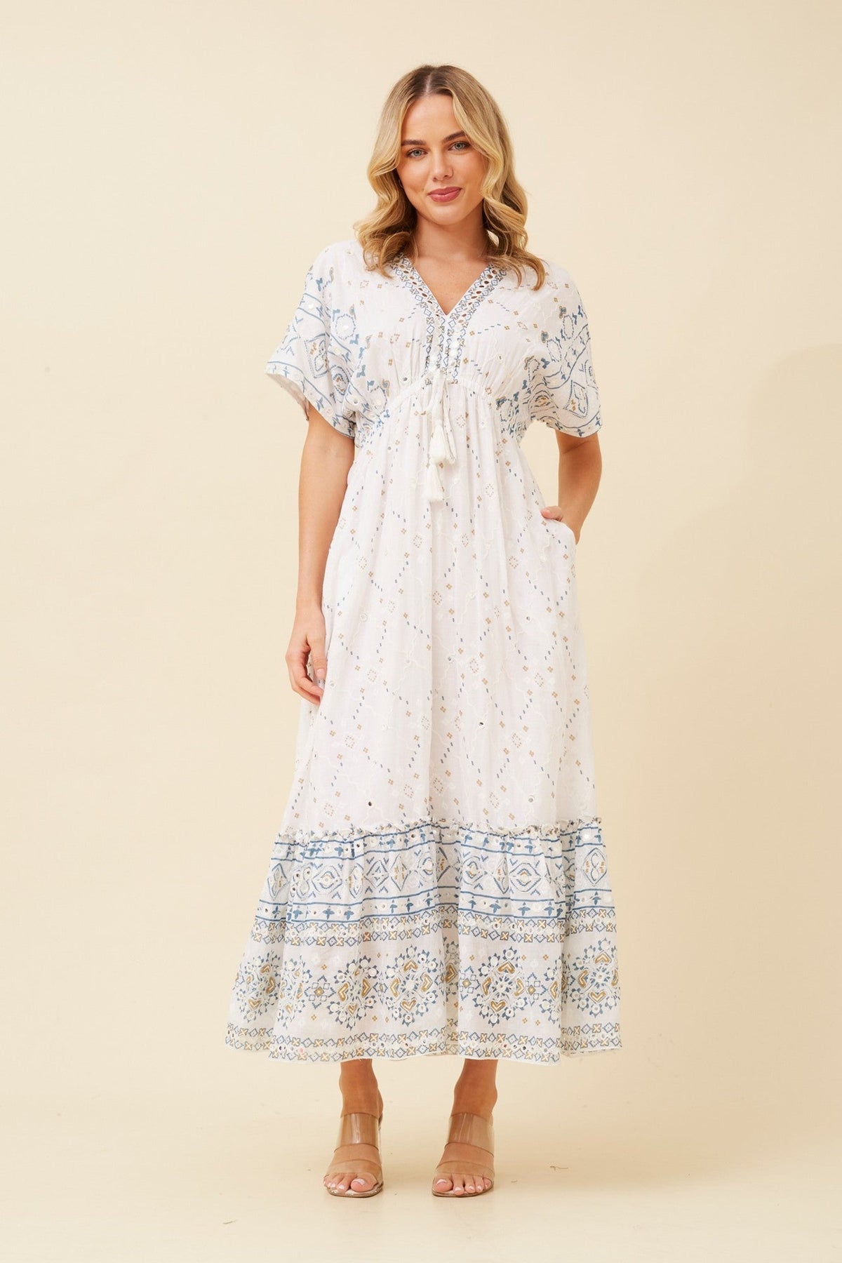 CHRISTINA MIRROR WORK DRESS (White)