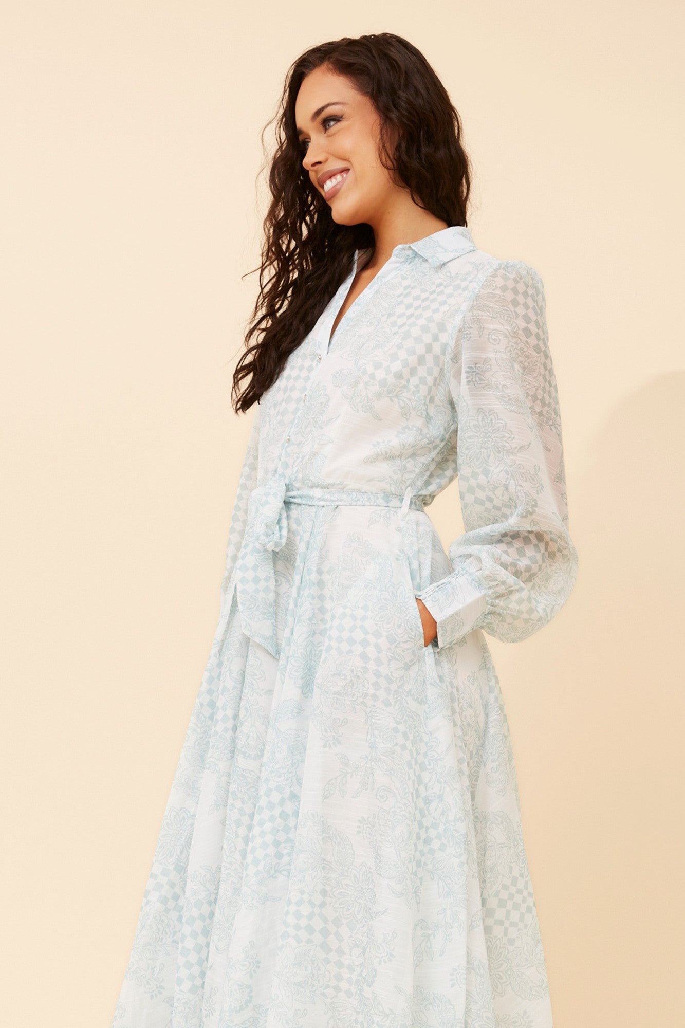 MERRITT FLORAL MIDI DRESS (Sage)
