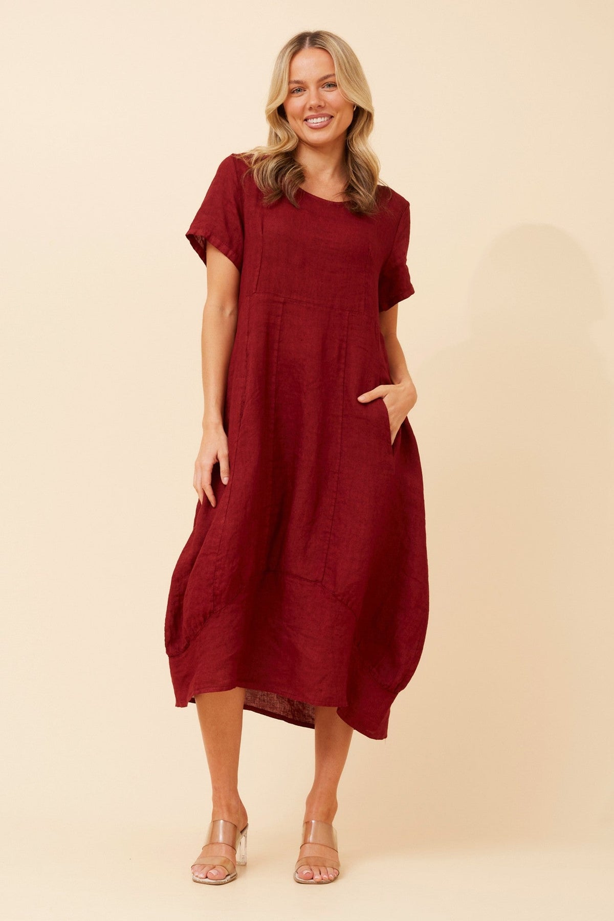 Image of Dresses. Product name - VAL LINEN DRESS in Black colour by brand - BOTTEGA MODA