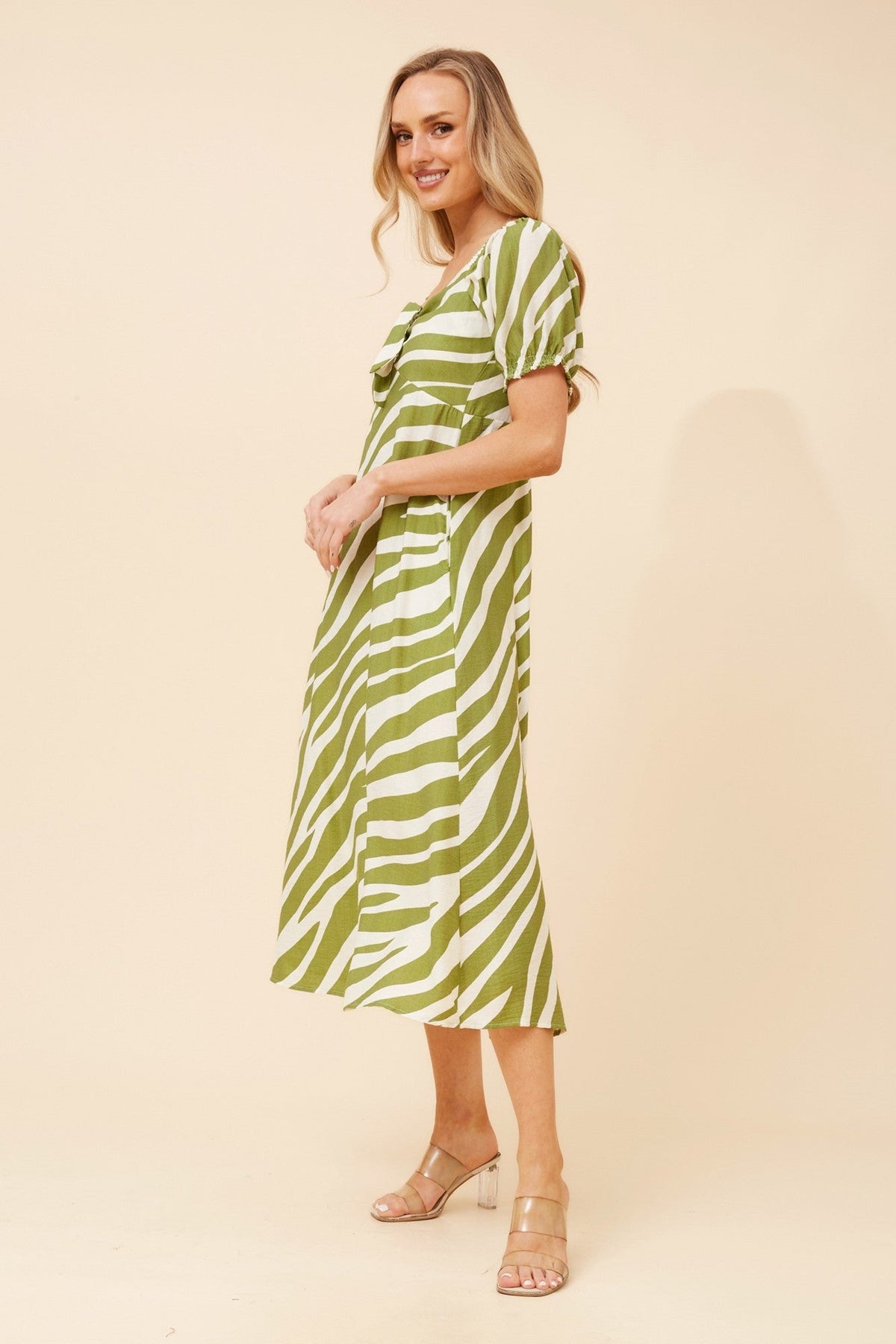 FAITH ANIMAL PRINT MIDI DRESS (Green)