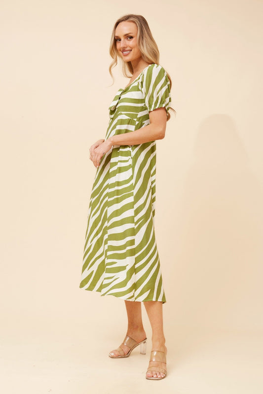 Caroline Morgan Australia FAITH ANIMAL PRINT MIDI DRESS (Green)