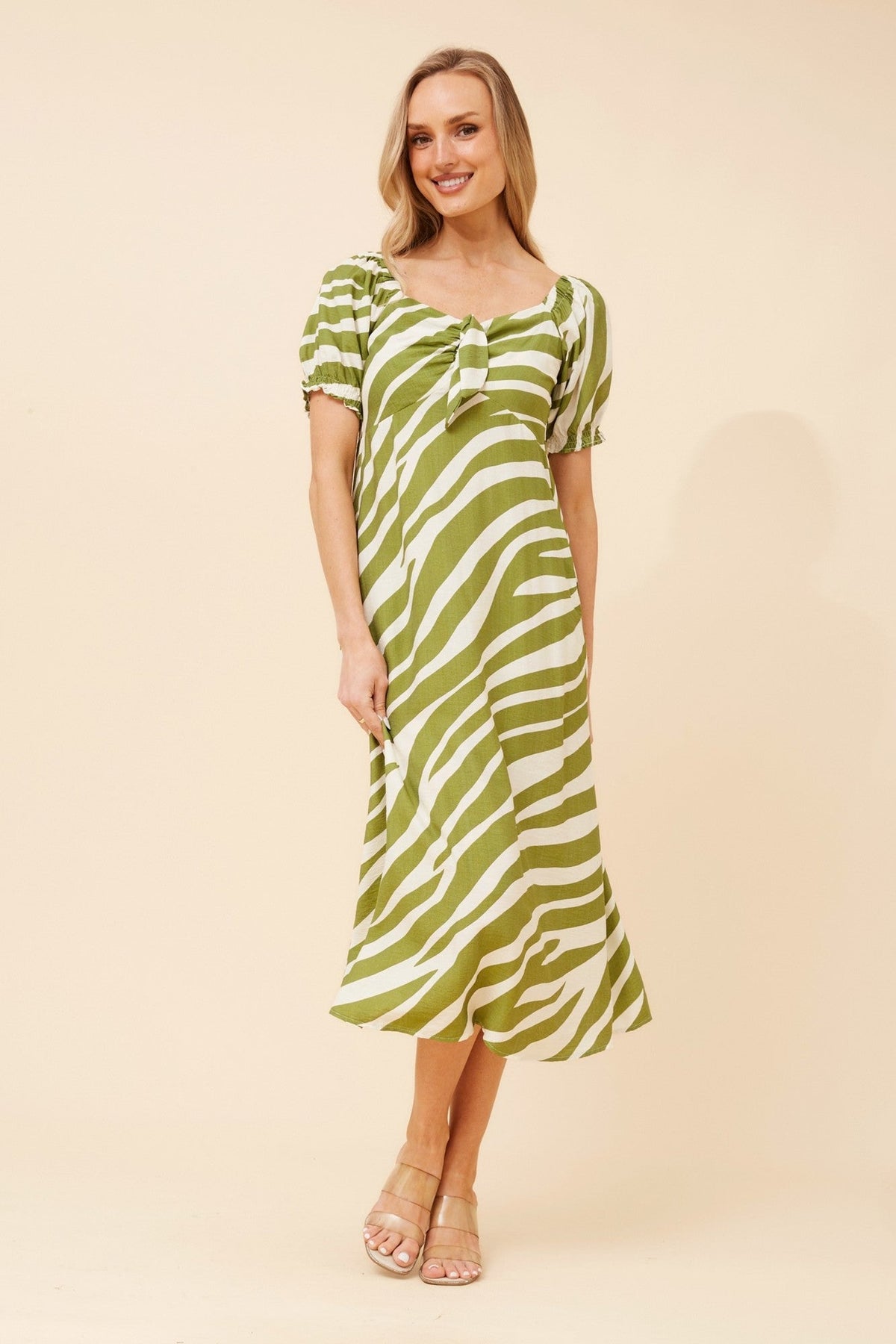 FAITH ANIMAL PRINT MIDI DRESS (Green)