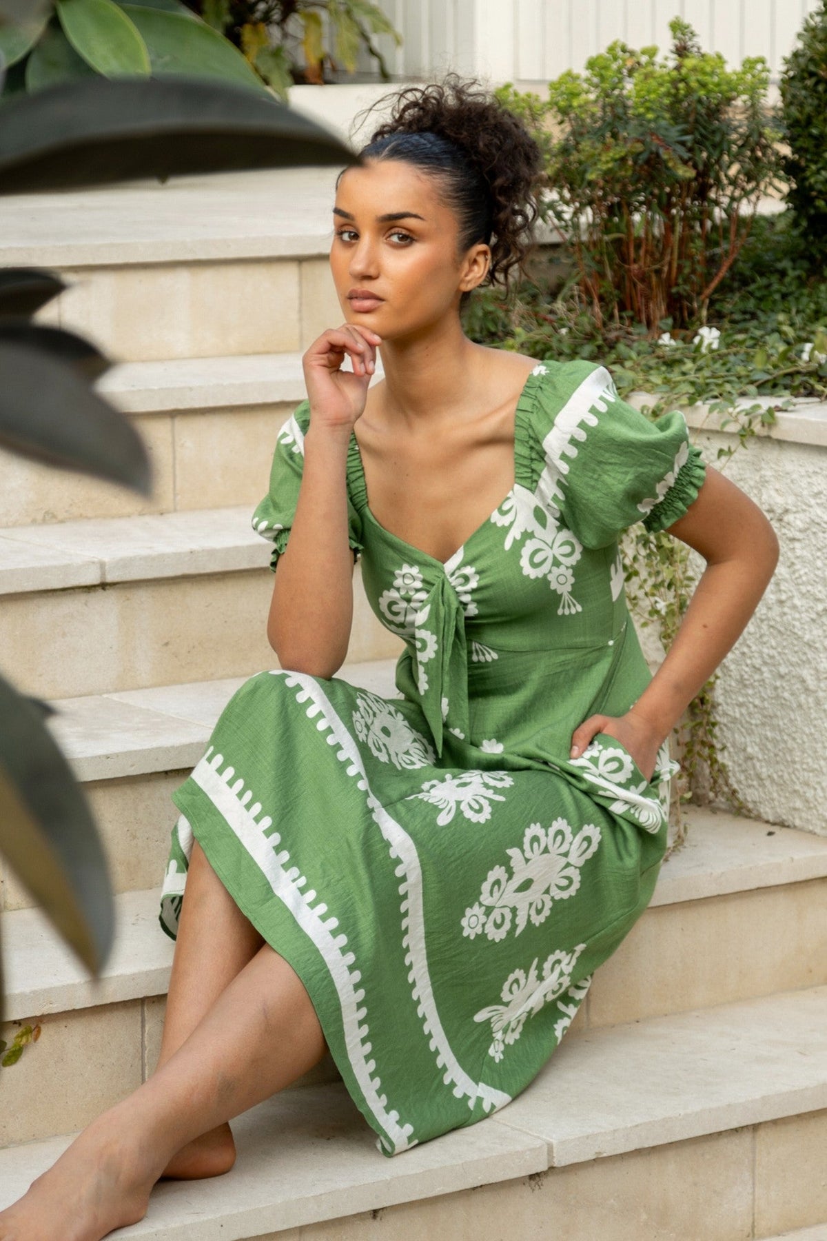 FAITH BOHO MIDI DRESS (Green)