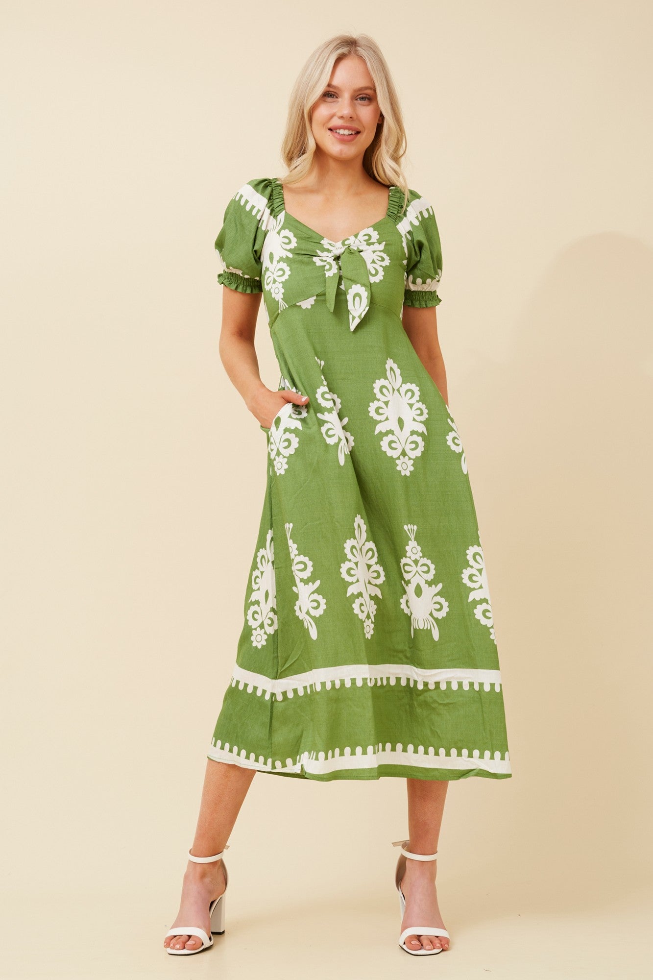 FAITH BOHO MIDI DRESS (Green)