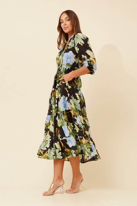 WRENLEY FLORAL DRESS (Multi Black)
