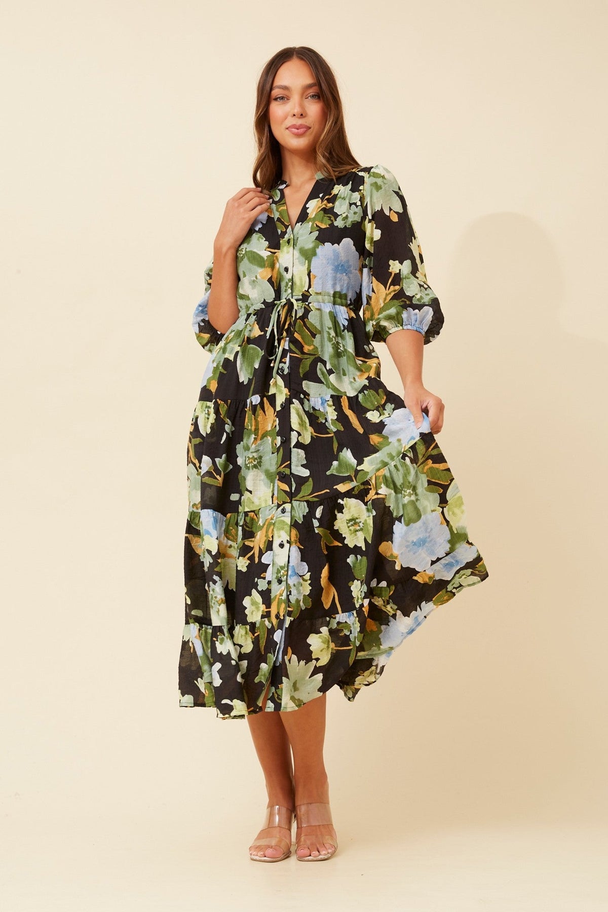 WRENLEY FLORAL DRESS (Multi Black)