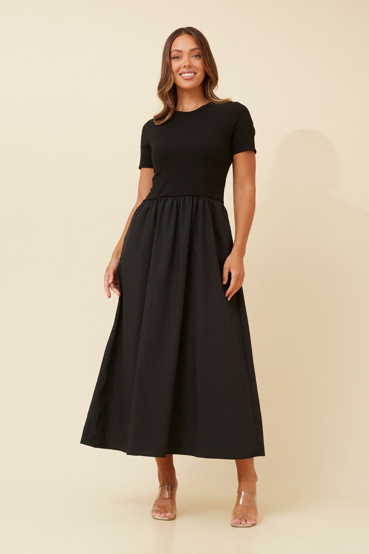Image of Dresses. Product name - VIC DROP WAIST MIDI DRESS in White colour by brand - Caroline Morgan Australia