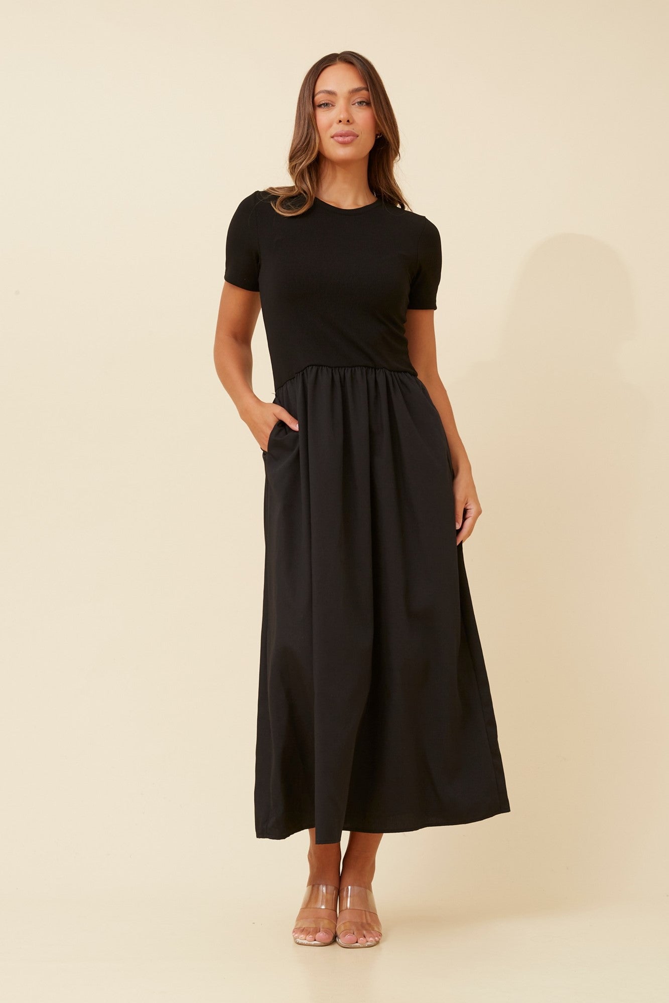 VIC DROP WAIST MIDI DRESS (White)