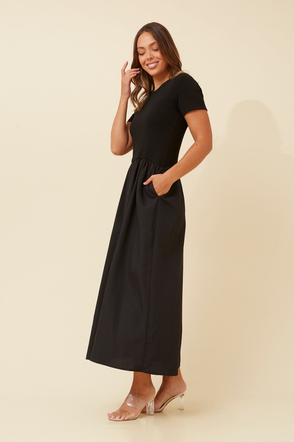VIC DROP WAIST MIDI DRESS (White)
