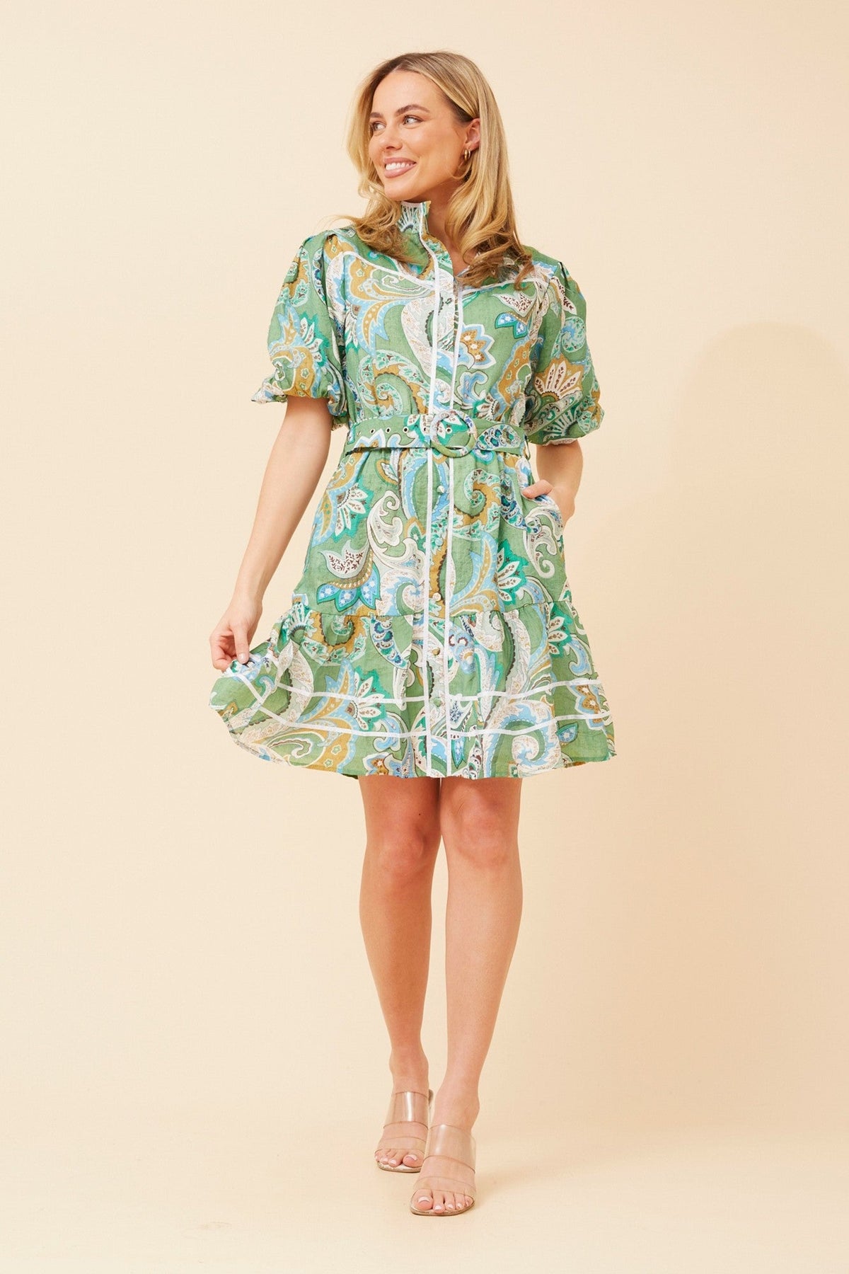 ALIRA PAISLEY PRINT DRESS (Jade)