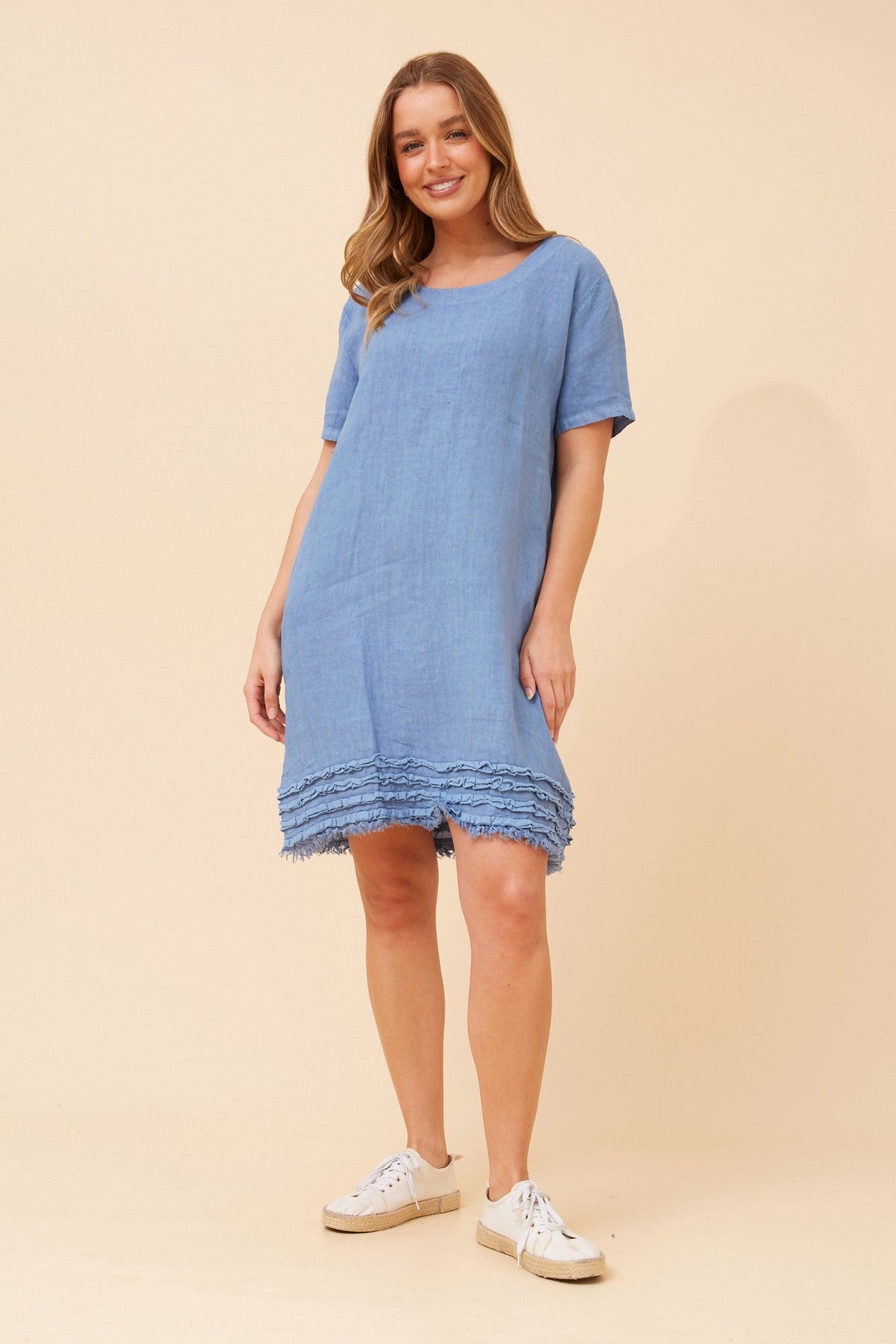 BOTTEGA MODA DIVANA LINEN DRESS (Denim)