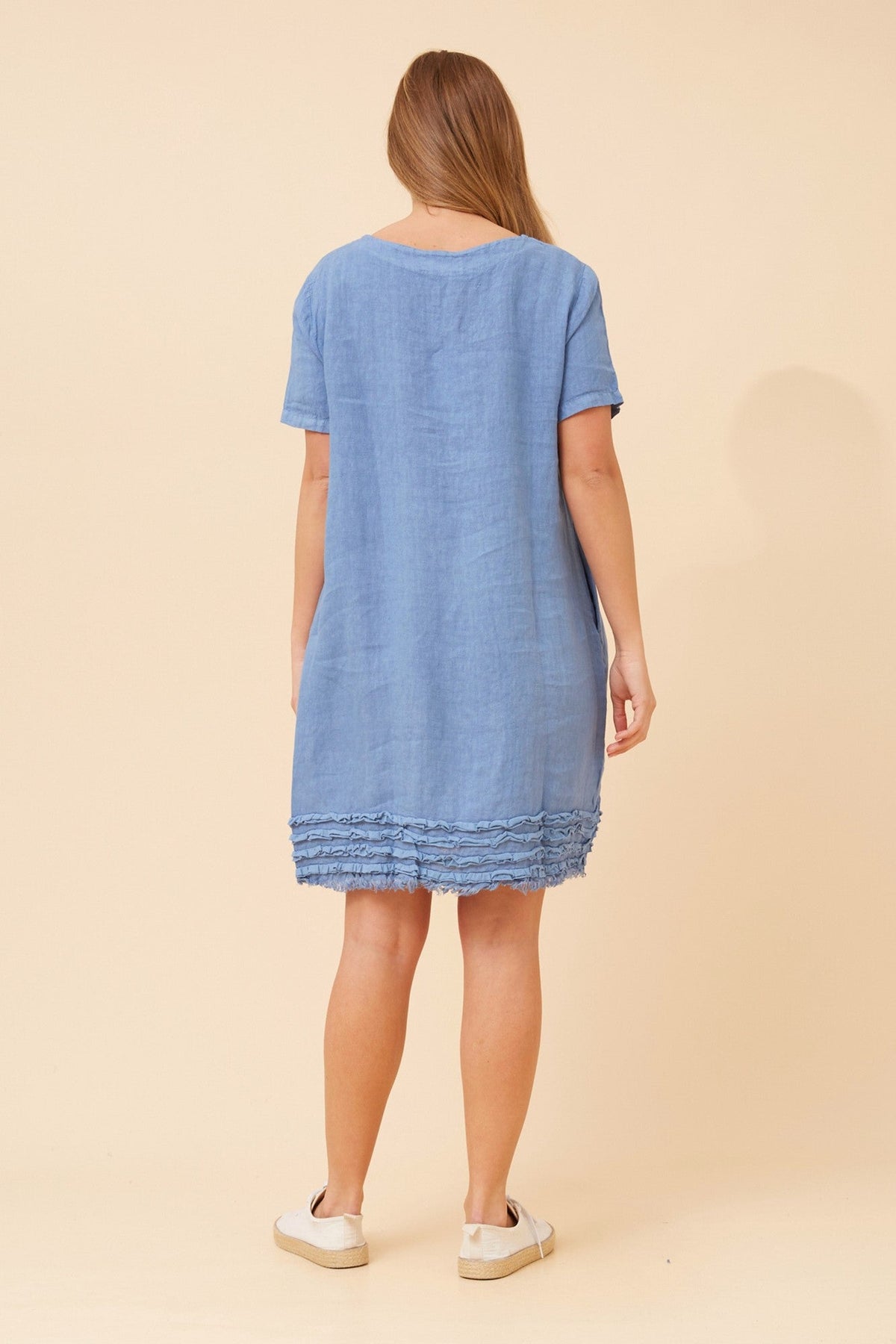 BOTTEGA MODA DIVANA LINEN DRESS (Denim)