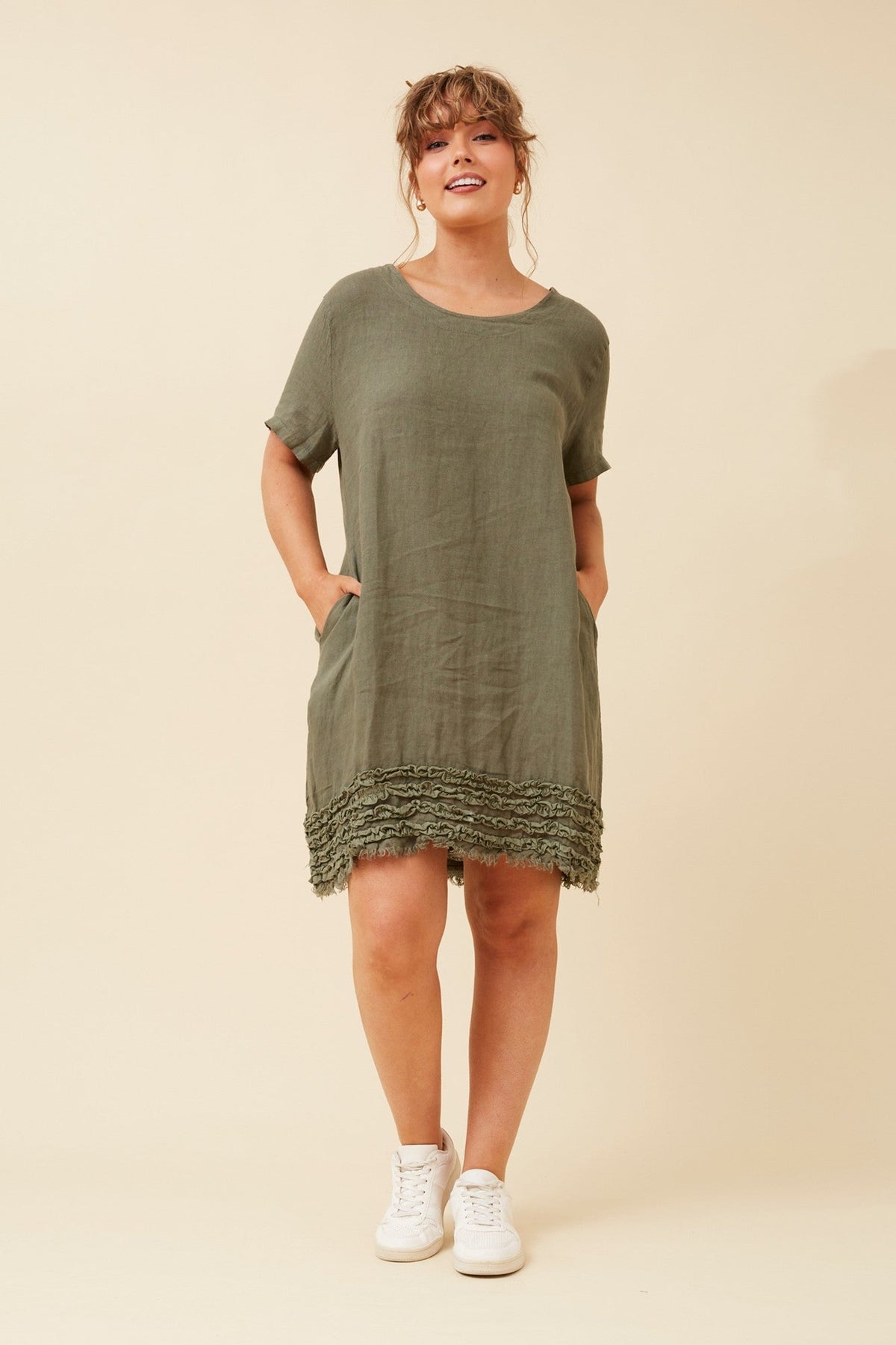 DIVANA LINEN DRESS (Khaki)