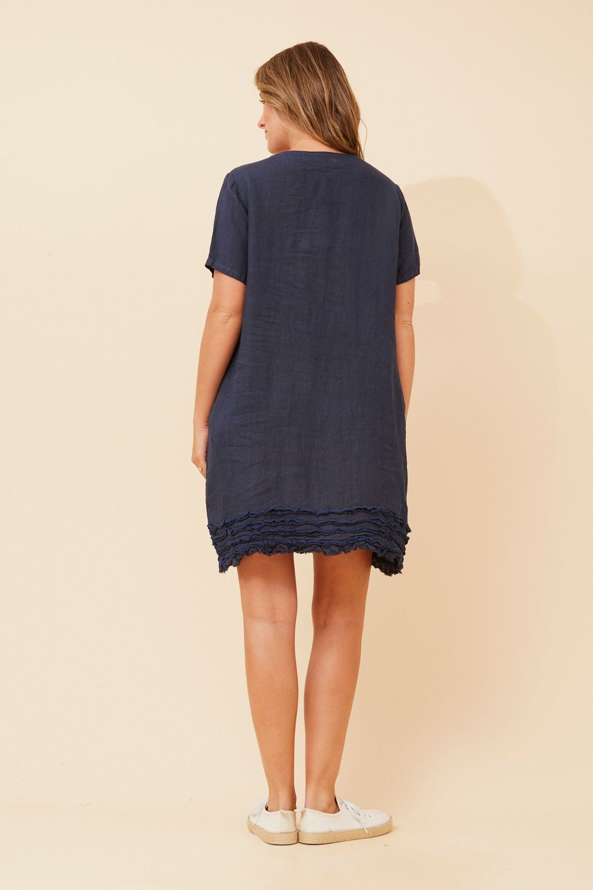 BOTTEGA MODA DIVANA LINEN DRESS (Navy)