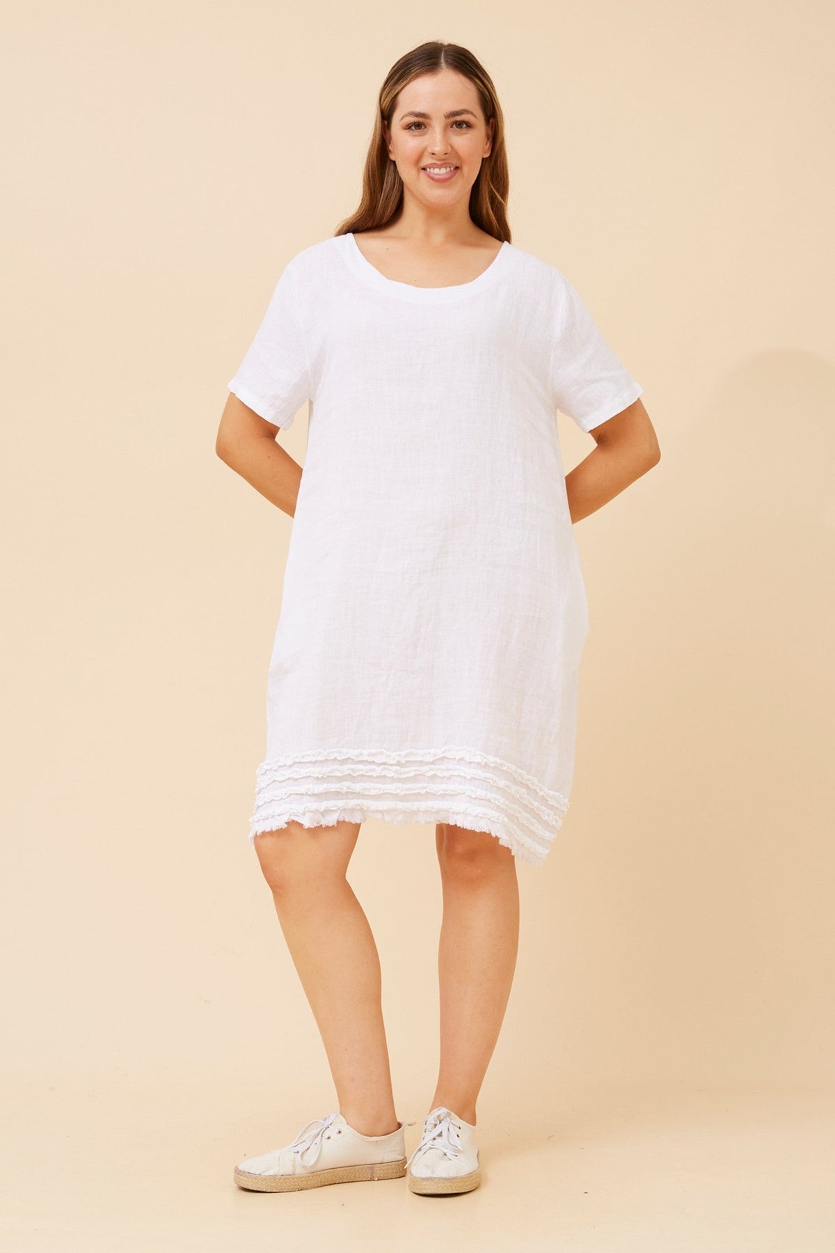 BOTTEGA MODA DIVANA LINEN DRESS (White)