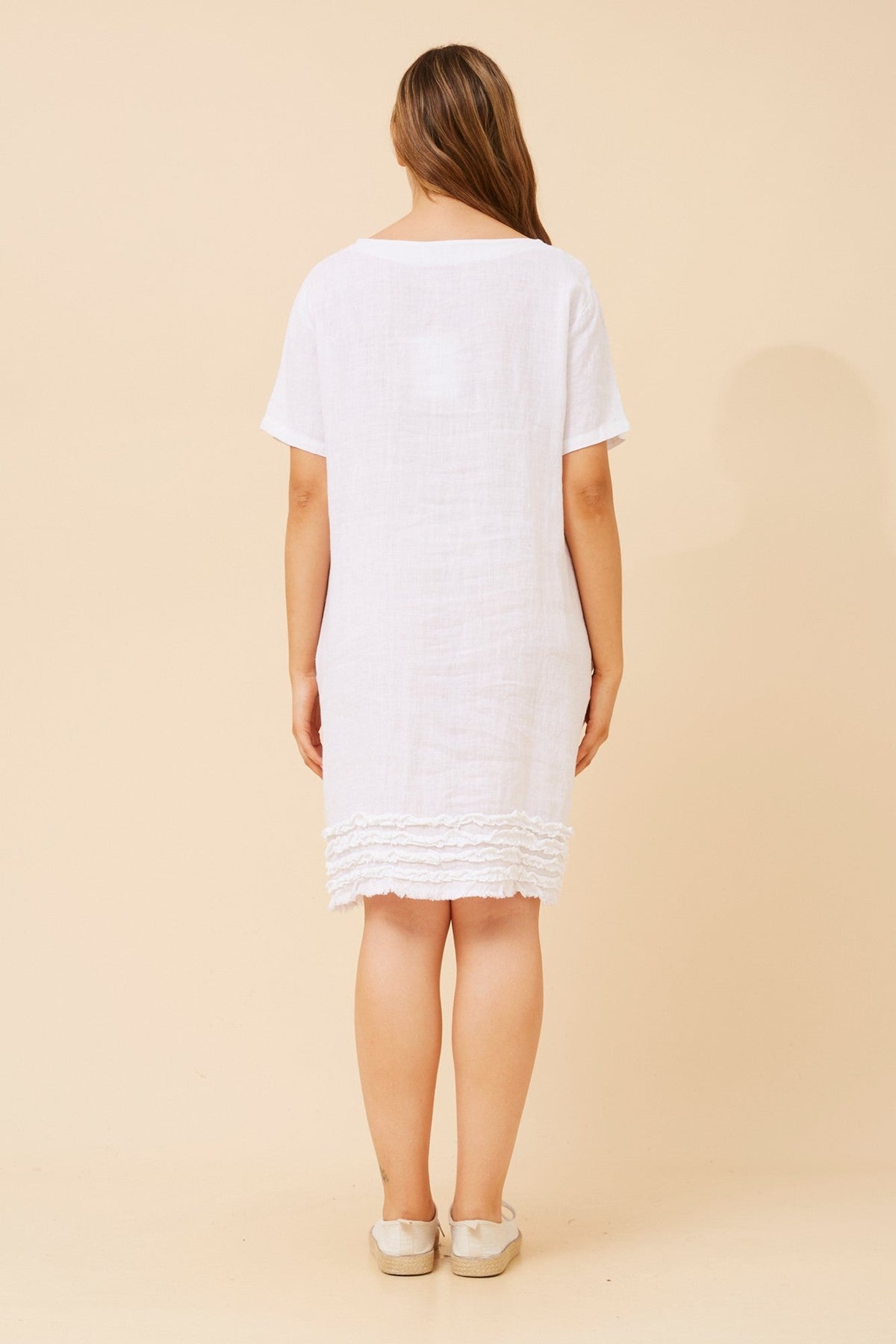 BOTTEGA MODA DIVANA LINEN DRESS (White)