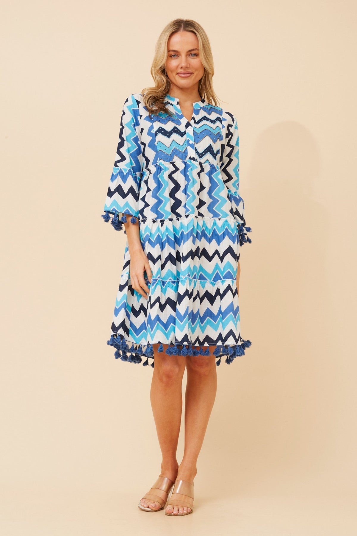 LALITY ABSTRACT PRINT DRESS (Multi Blue)