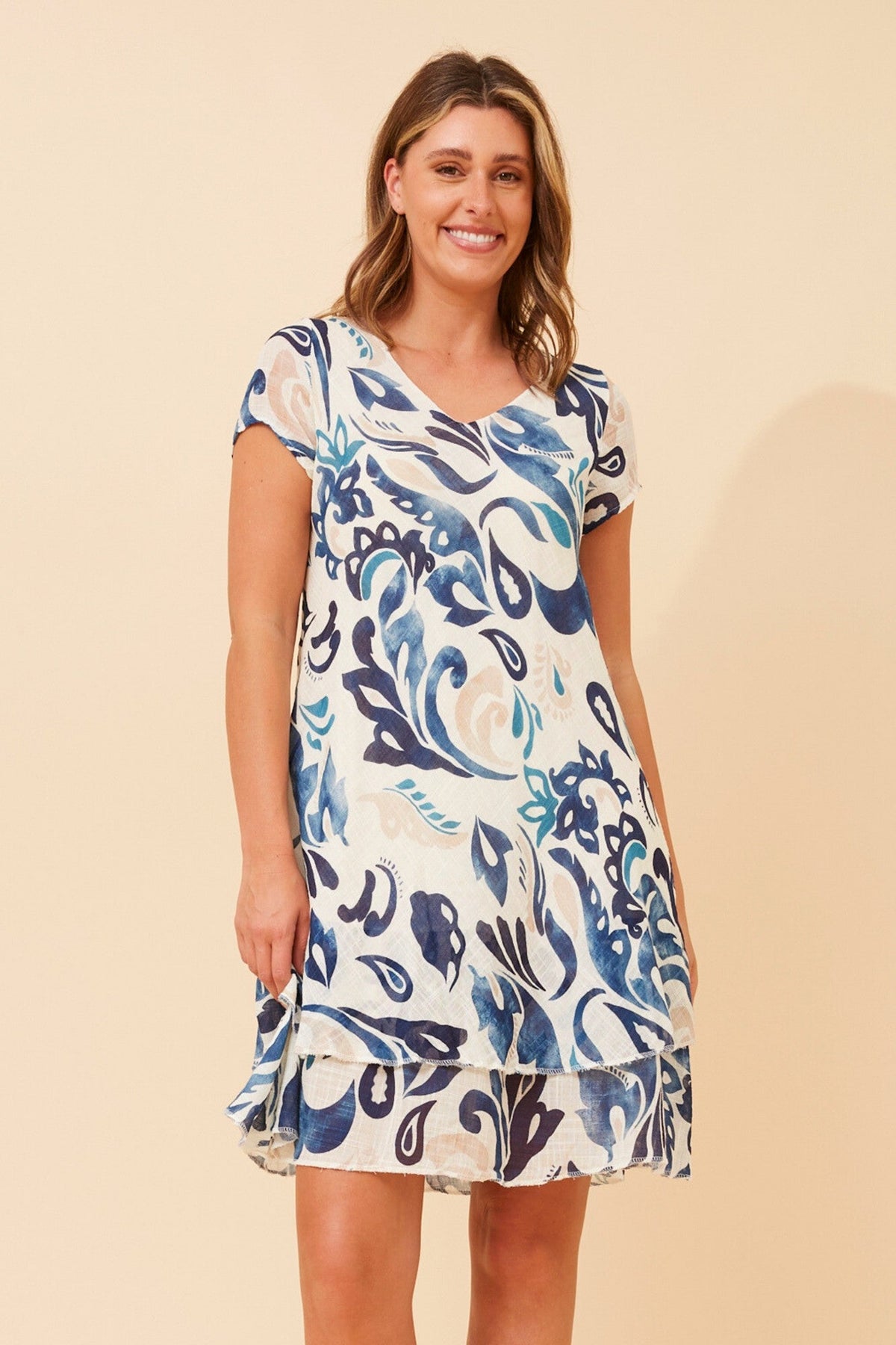 ELECTRA LEAF PRINT DRESS (Blue)
