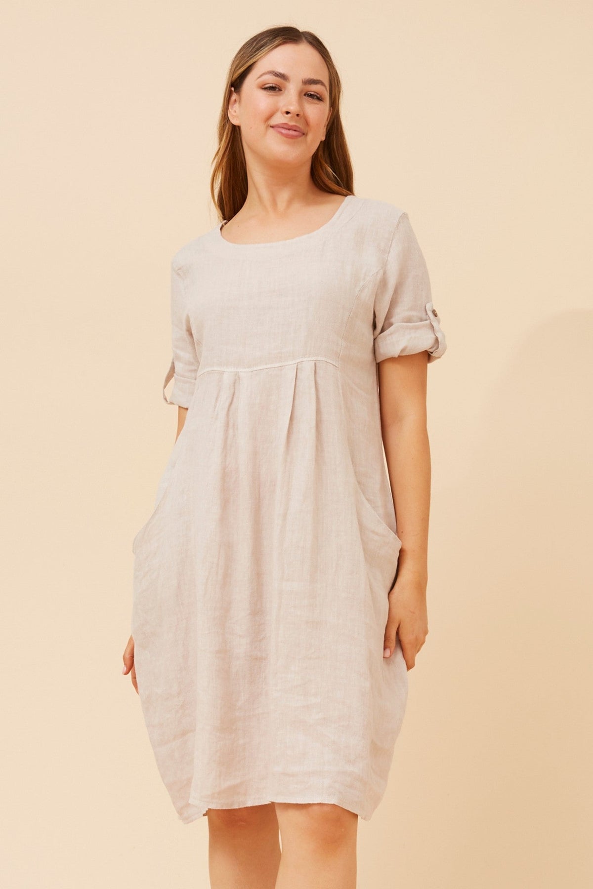 Image of Dresses. Product name - PISA LINEN SHORT DRESS in Black colour by brand - BOTTEGA MODA