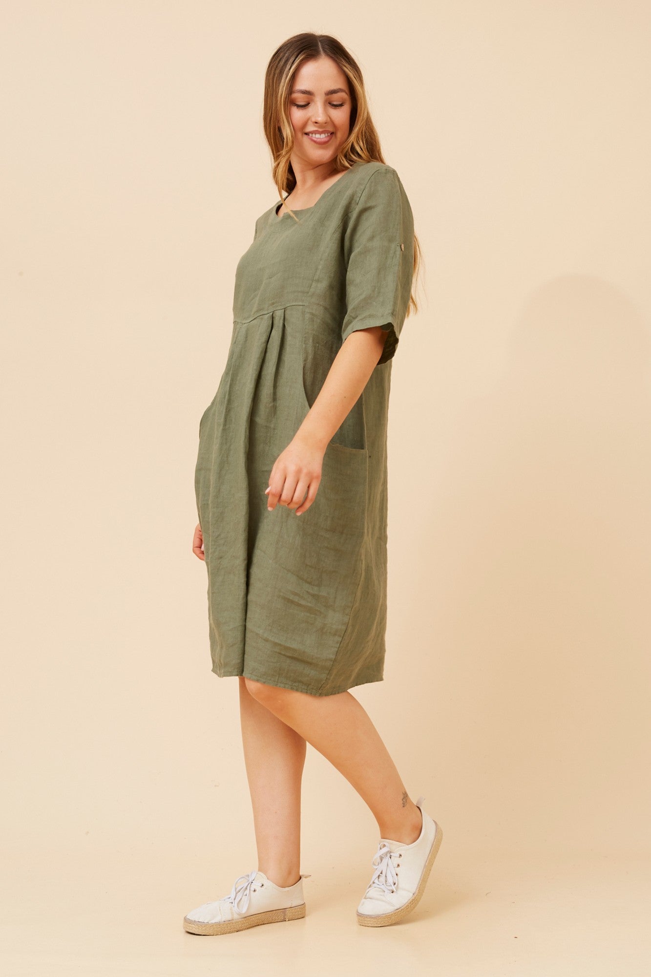 PISA LINEN SHORT DRESS (Black)