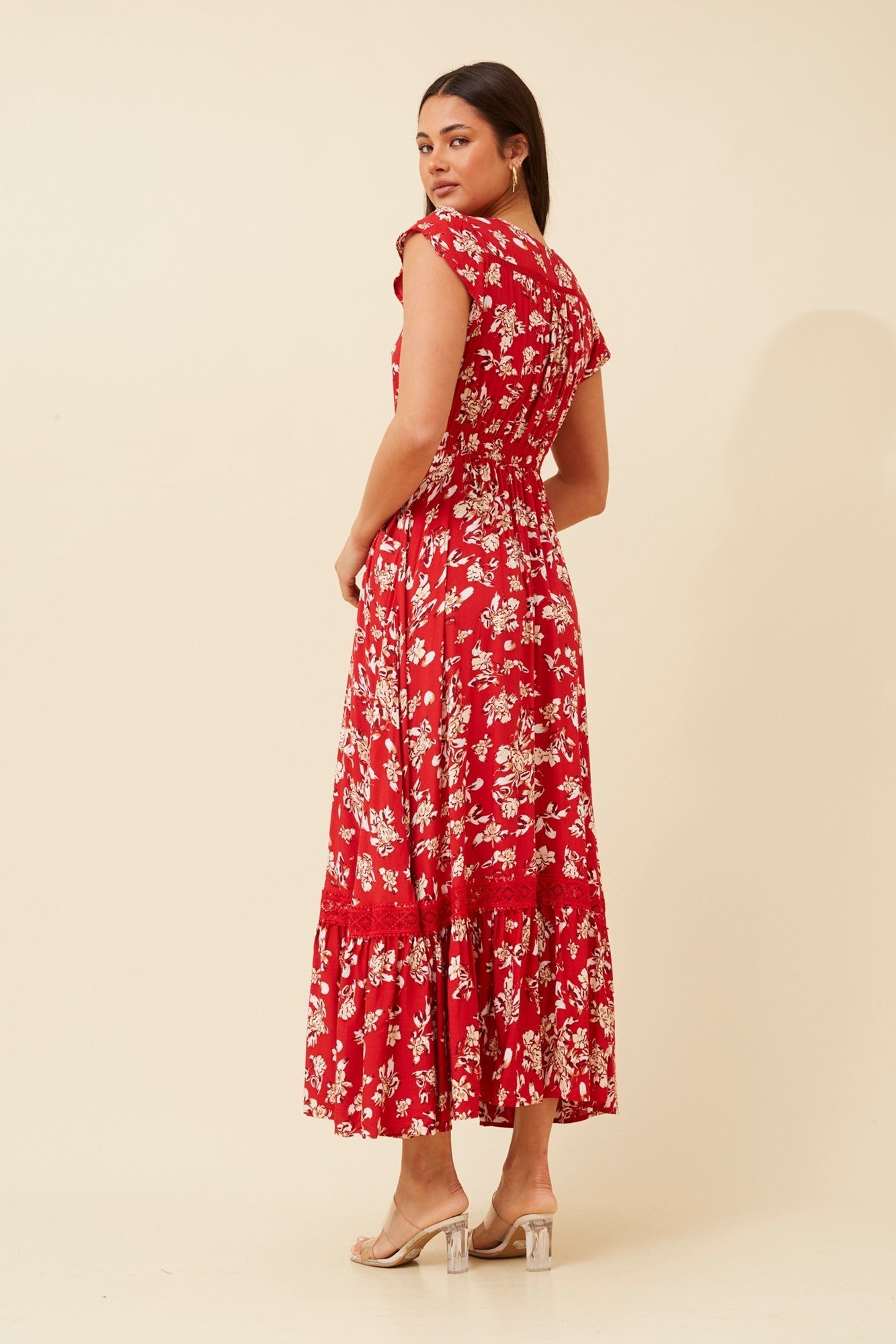 MOROCCO FLORAL MAXI DRESS (Red)