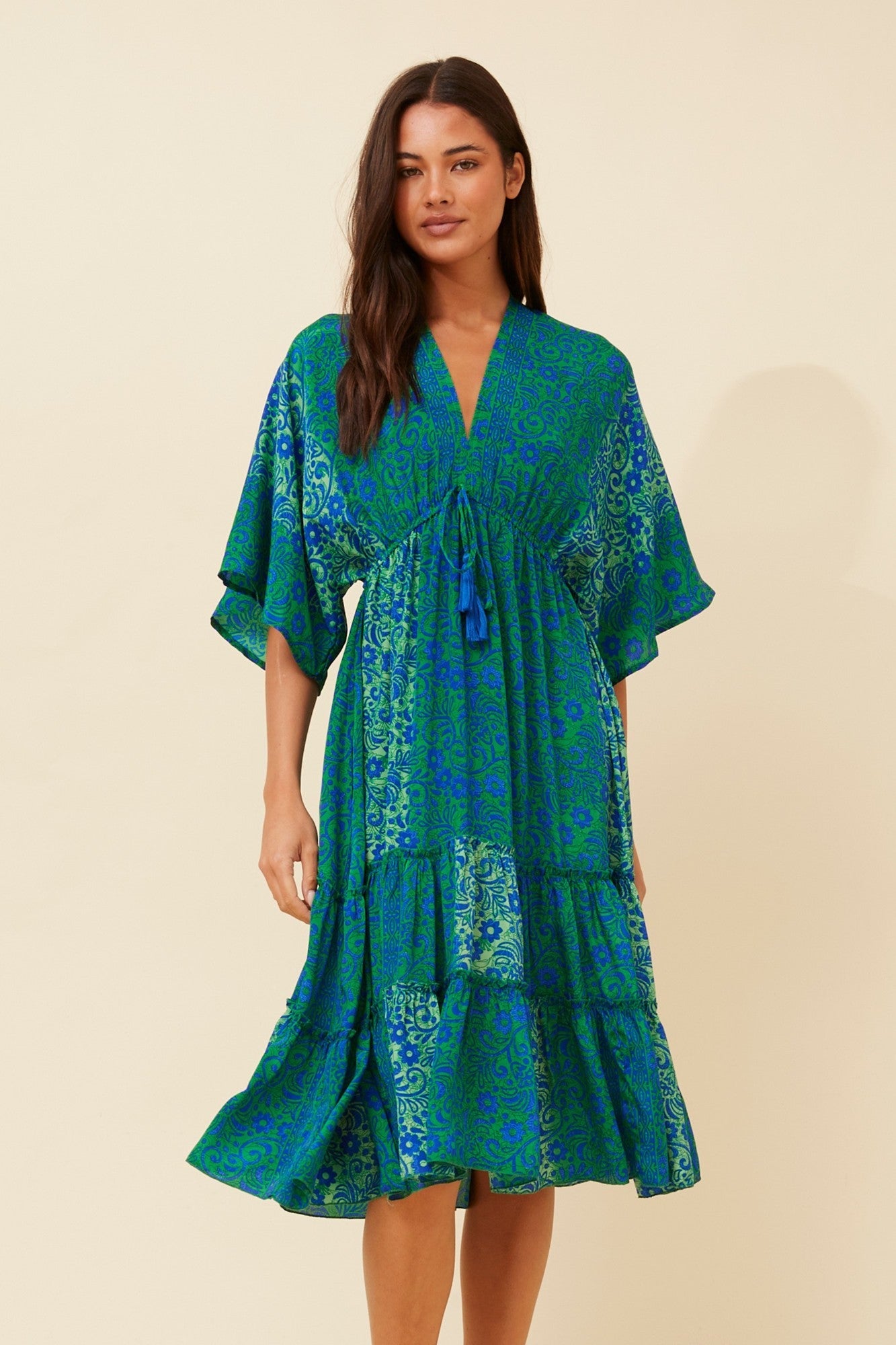 CHANDI BOHO MIDI DRESS (Green)