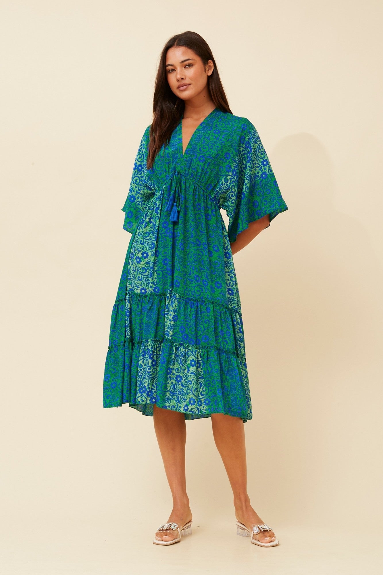 CHANDI BOHO MIDI DRESS (Green)