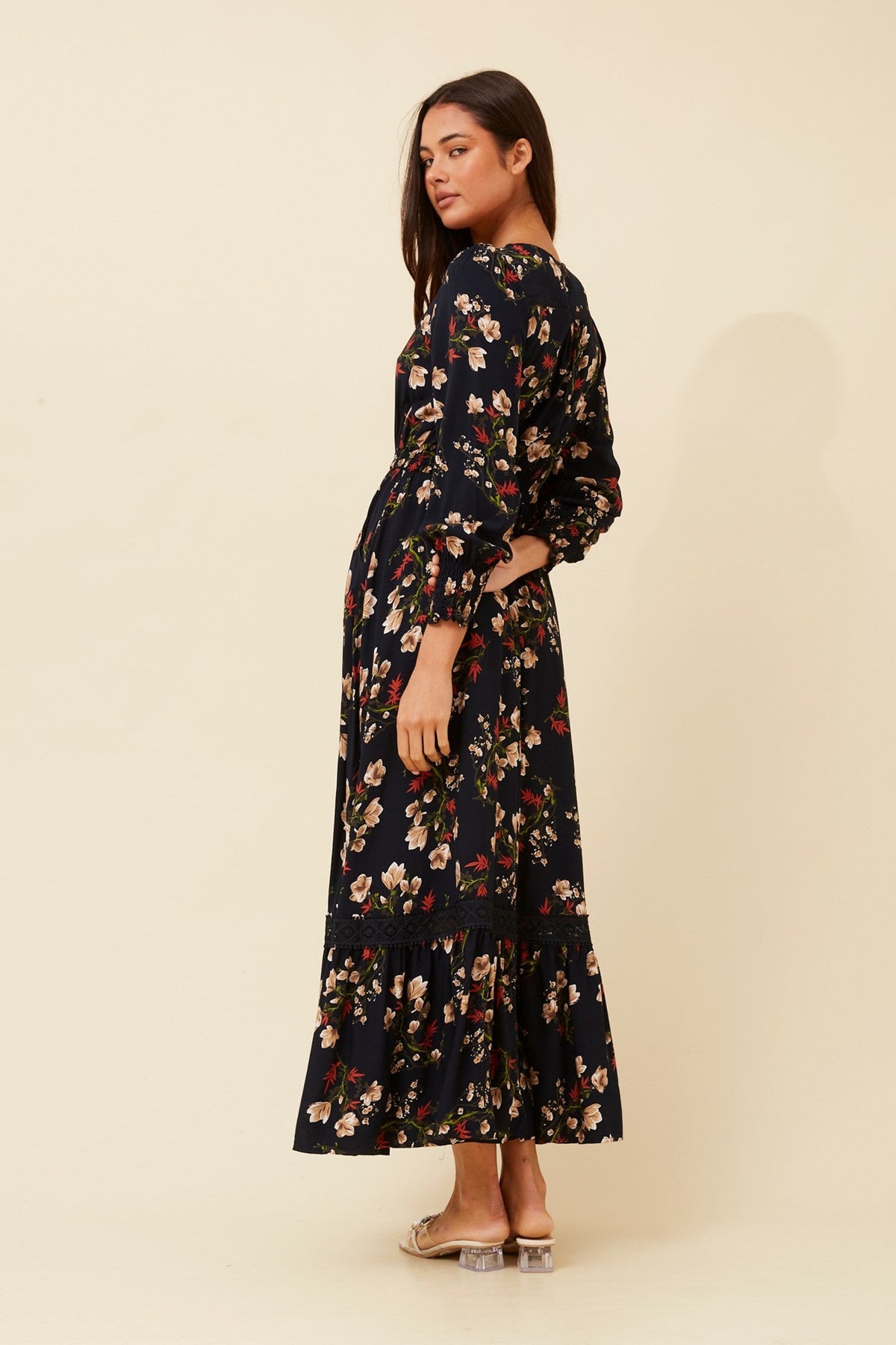 MARRAKECH FLORAL MAXI DRESS (Navy)