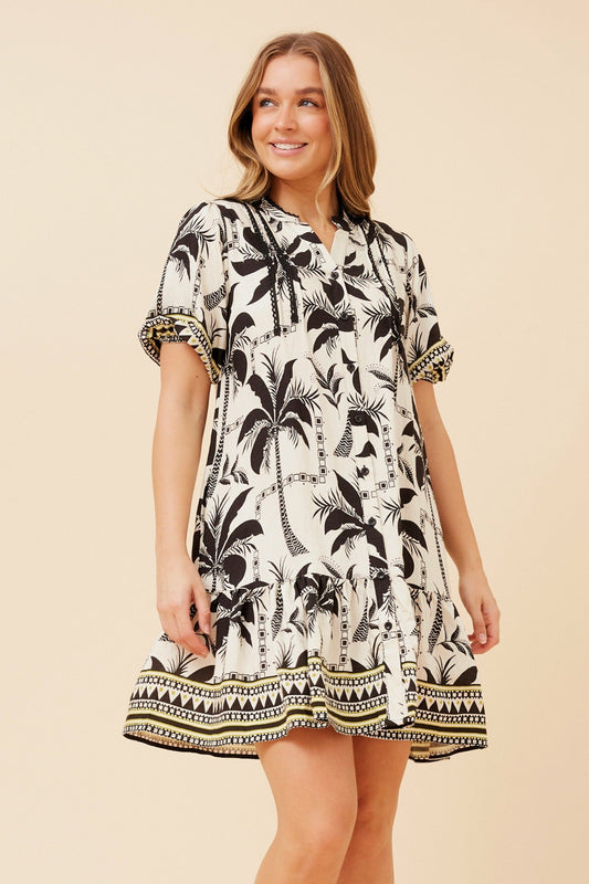 NIXA TROPICAL PRINT DRESS (Black)