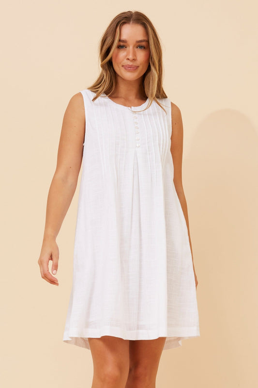 Image of Dresses. Product name - RAIZEL SOLID DRESS in White colour by brand - MYSTIC MONSOON