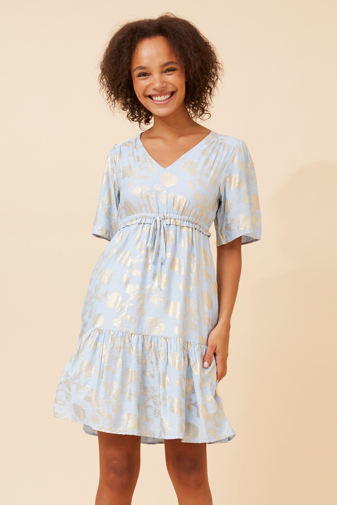 DIAMOND FOIL PRINT DRESS (Blue)