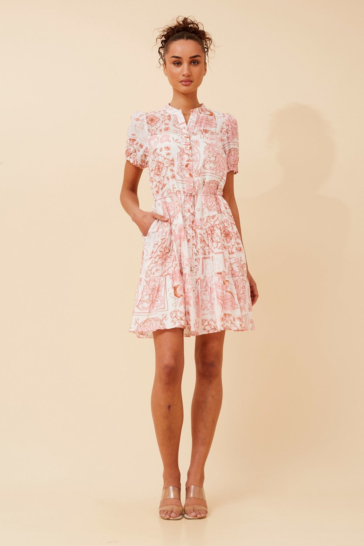 GEMICA TILE PRINT DRESS (Pink)