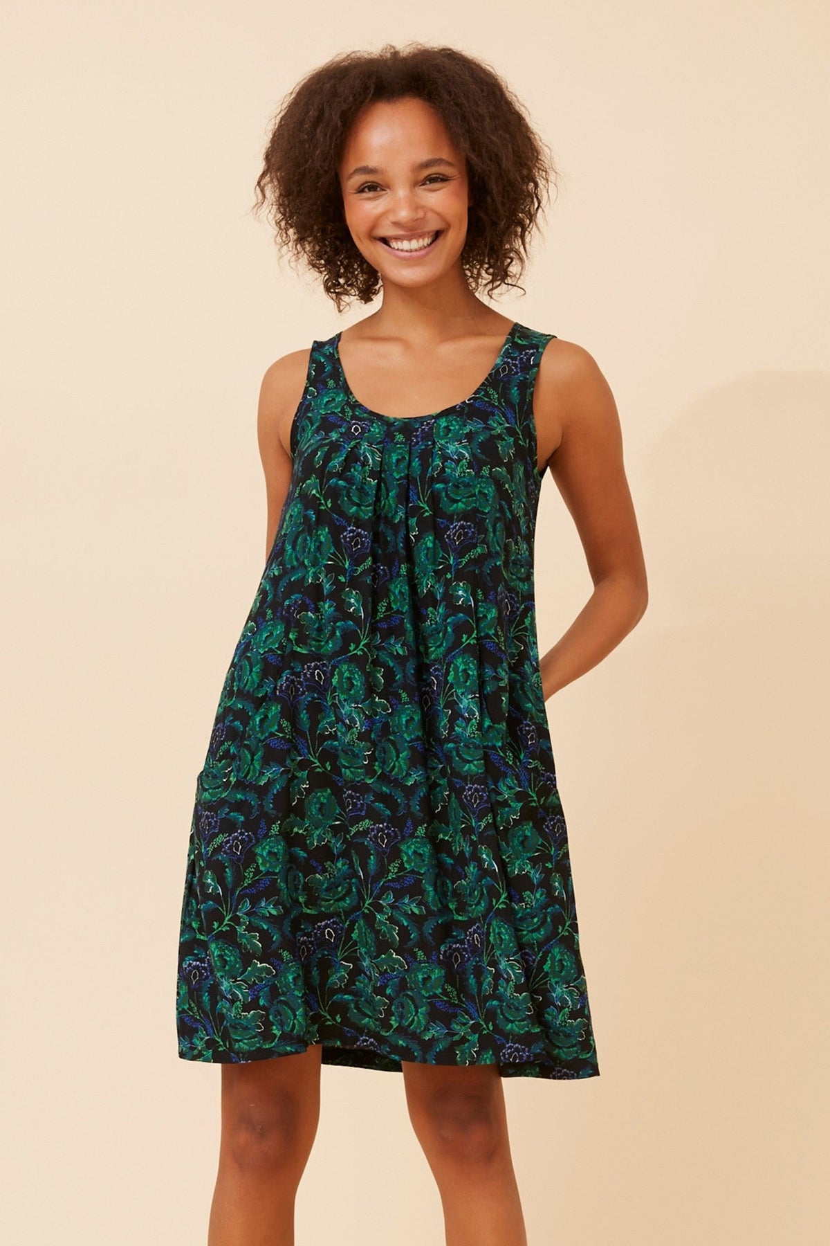 VENICE FLORAL SHORT DRESS (Black)
