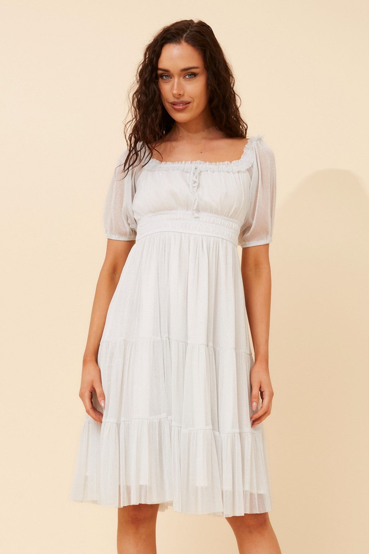 Image of Dresses. Product name - STELLAN SOLID MESH DRESS in Black colour by brand - Caroline Morgan Australia