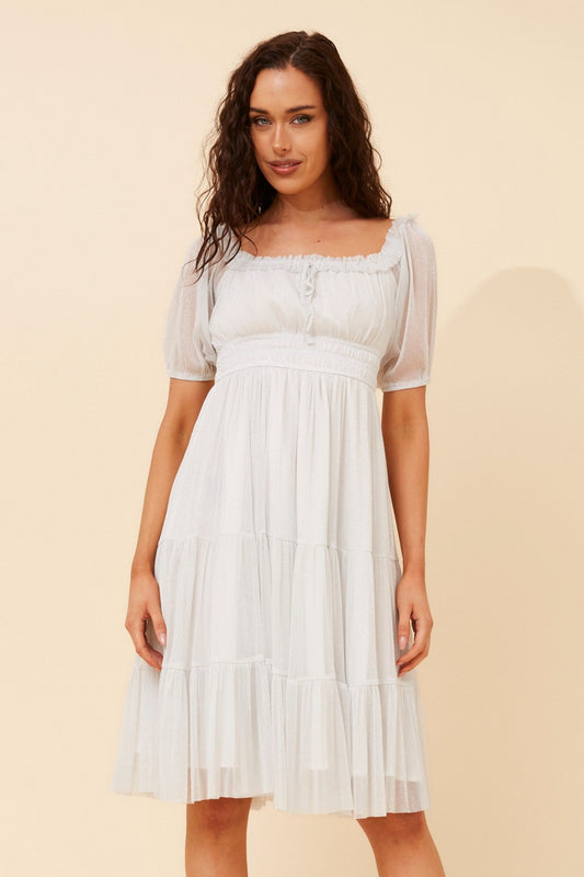 Image of Dresses. Product name - STELLAN SOLID MESH DRESS in Black colour by brand - Caroline Morgan Australia