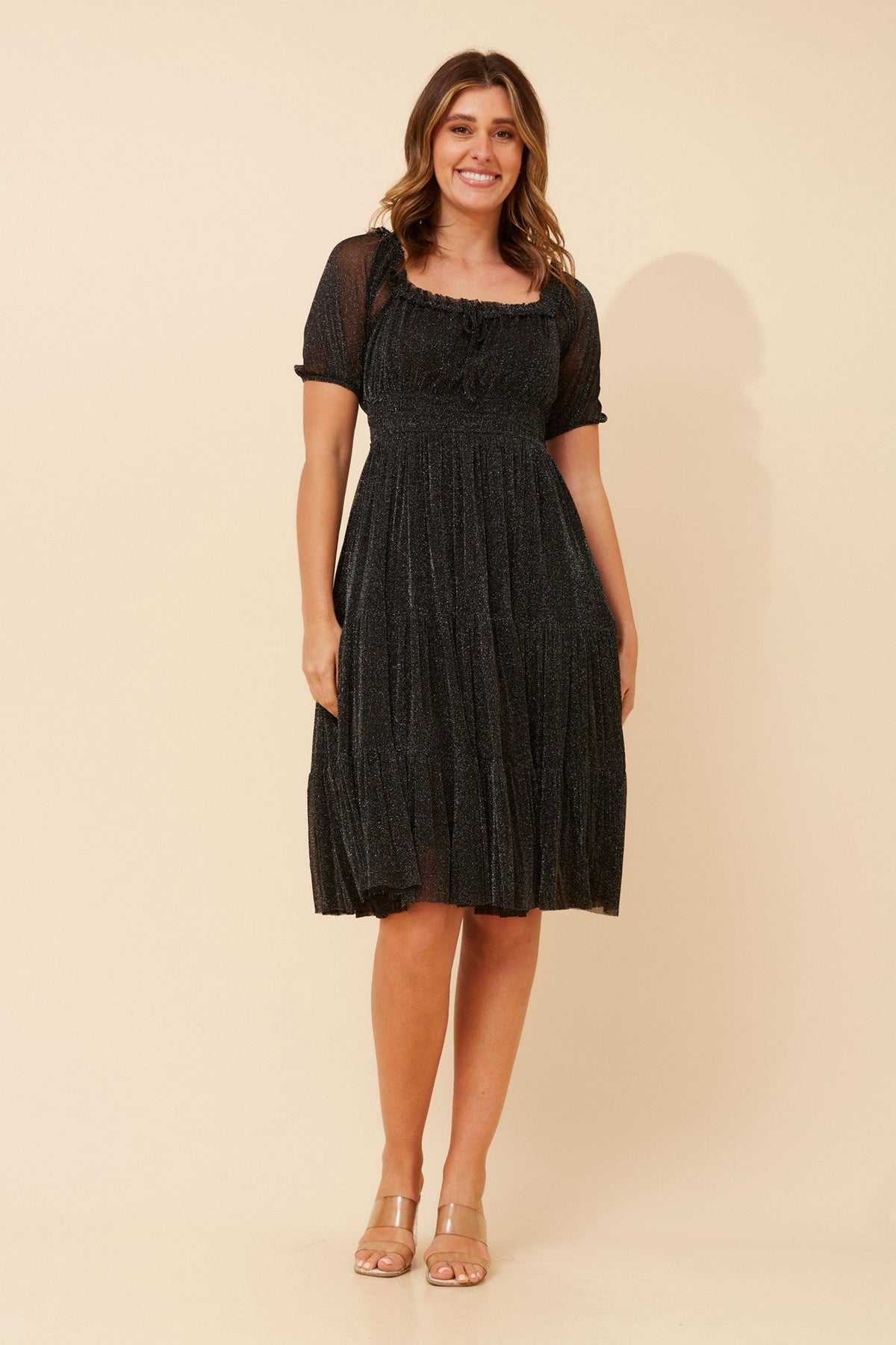 STELLAN SOLID MESH DRESS (Black)