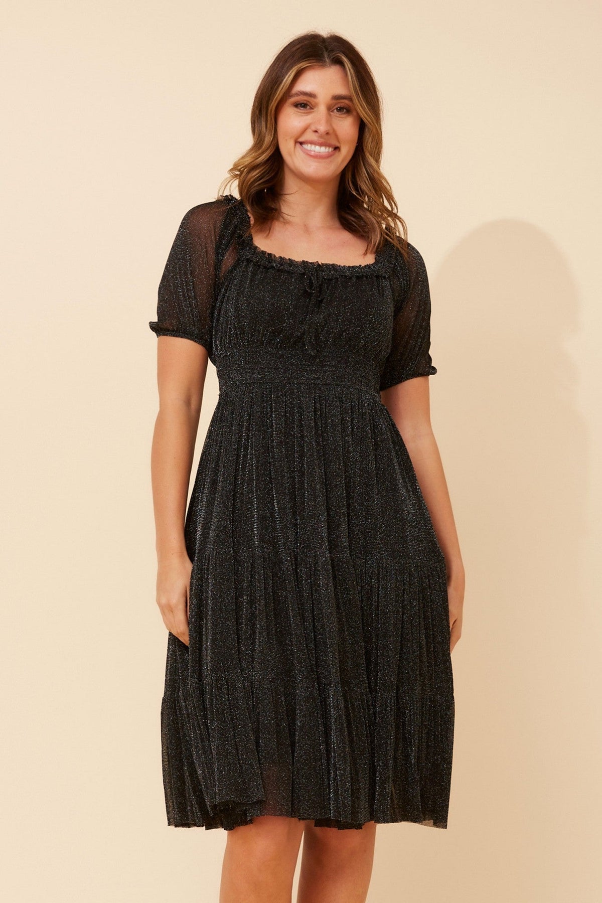 STELLAN SOLID MESH DRESS (Black)