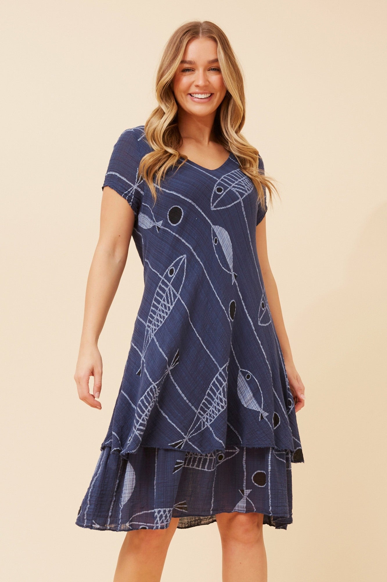 ELECTRA SEALIFE PRINT DRESS (Navy)